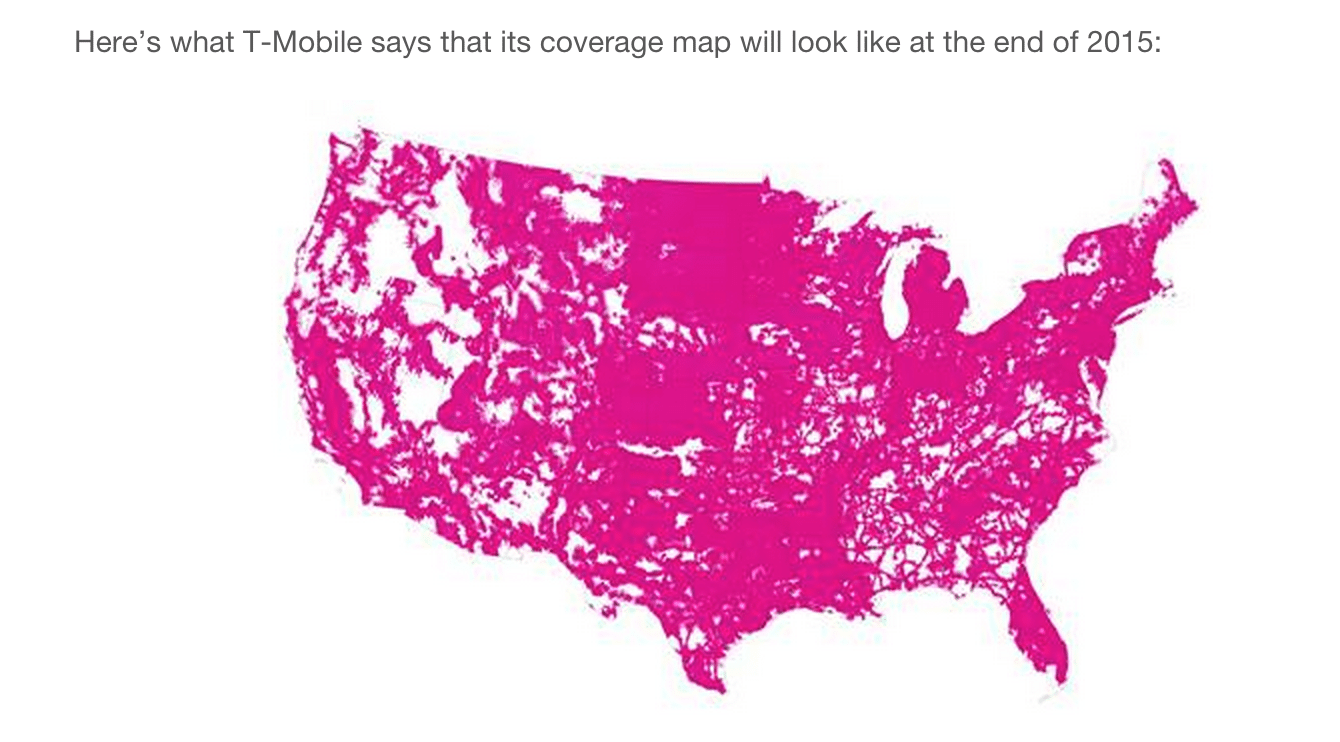 T-Mobile US extends LTE network in 170 markets 9 T-Mobile US coverage map 2015