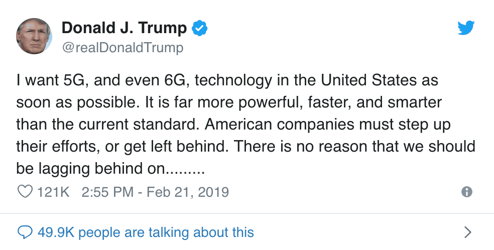 Tech-savvy Trump: 5G and 6G 'so obviously' the future 8 Screen Shot 2019 02 22 at 9.22.22 AM
